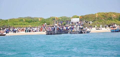 People visiting the island during the Saint Anthony’s church festival