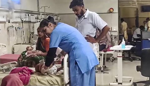 Patients affected by the Chandipura virus being treated at a hospital, in Sabarkantha district of Gujarat.