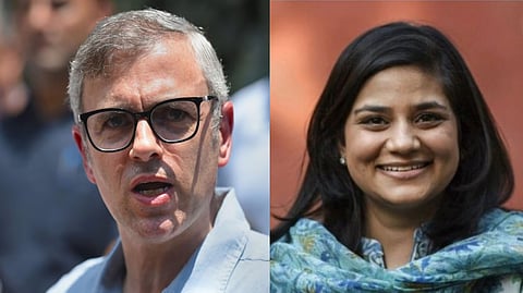 NC vice president Omar Abdullah (L), PDP chief Mehbooba Mufti’s daughter and her media advisor, Iltija Mufti (R)