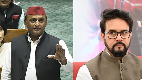 Samajwadi Party chief Akhilesh Yadav (L), BJP MP Anurag Thakur (R)