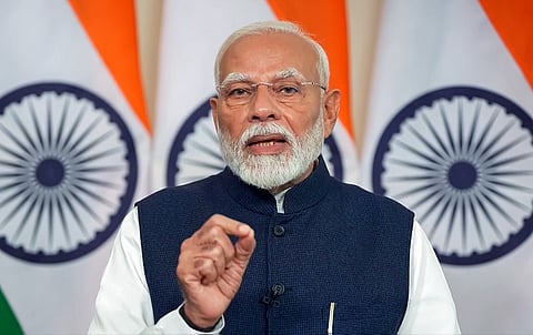 Prime Minister Narendra Modi talking about the Union Budget.