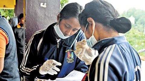 Student volunteers at work