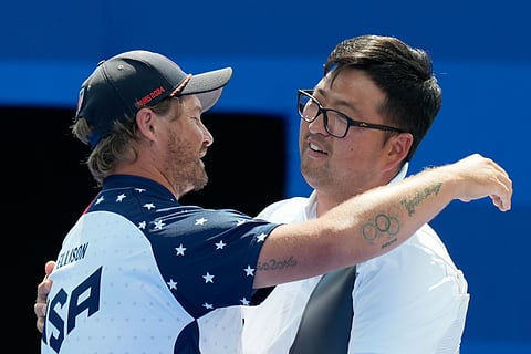 Kim Woojin of Korea (r) and Brady Ellison of USA took home gold and silver medal, respectively.