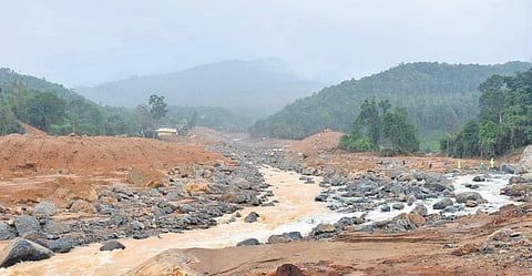 An aerial view of the landslide-hit Chooralmala in Wayanad