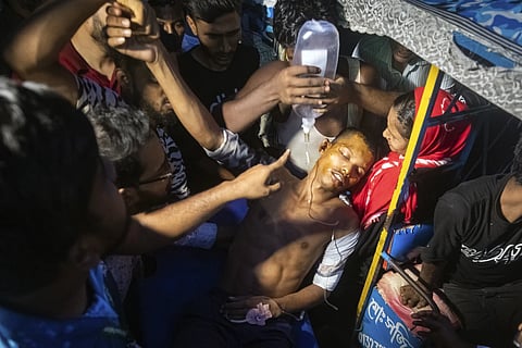 People help a man,