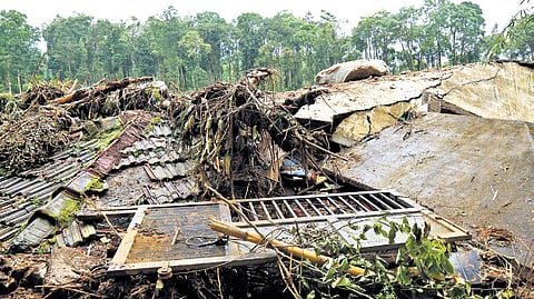 The remains of a house destroyed in the Wayanad landslide