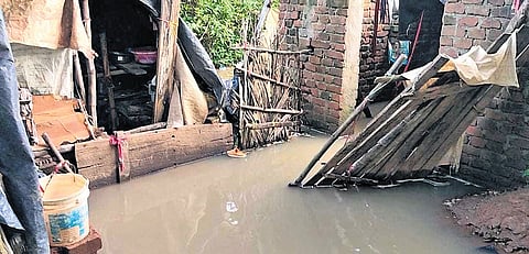A house inundated by floodwaters in one of the affected villages