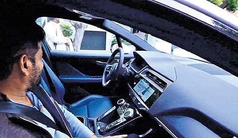 Chief Minister A Revanth Reddy takes a drive in
a driverless car in San Francisco