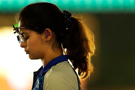 Manu Bhaker at the 2024 Summer Olympics in Paris