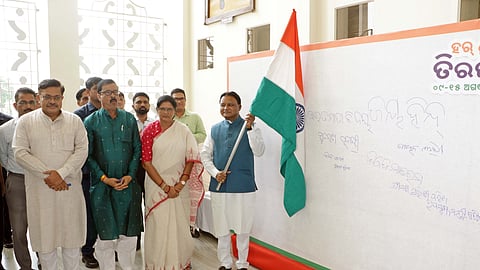 CM Mohan Charan Majhi launching the ‘Har Ghar Tiranga’ campaign in Bhubaneswar.