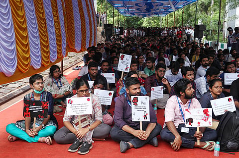 Resident Doctors at JIPMER began an Indefinite strike in solidarity with the protests across the country for the rape and murder of the trainee doctor in Kolkata.
