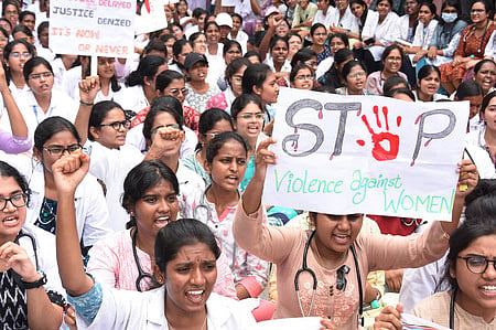 Image of a protest by junior doctors at Kolkata.