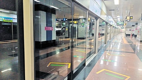 Platform screen doors are already in use in Metro stations across Chennai (above) and Ahmedabad