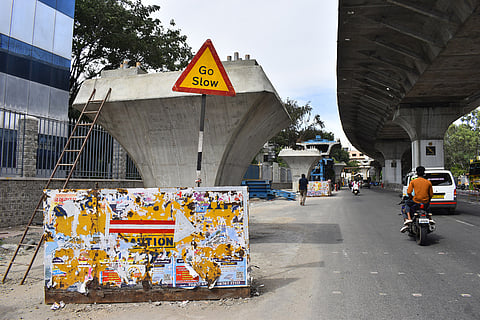 One of the ramps of the Avinashi road flyover on the road near Peelamedu has been blocking the Vilankurichi Road
