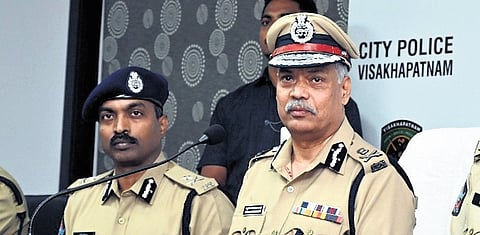 DGP Ch Dwaraka Tirumala Rao during a press conference in Visakhapatnam