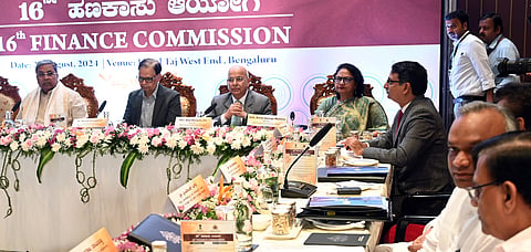 Chief Minister Siddaramaiah at the meeting of 16th Finance Commission with the State of Karnataka was held in Bengaluru