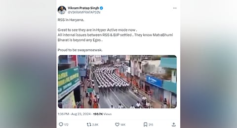 Old RSS foot march video from Kerala shared as recent in context of Haryana polls
