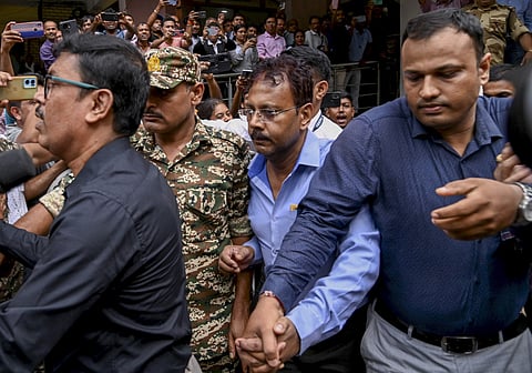 CBI officials produce the former principal of RG Kar Medical College and Hospital Sandip Ghosh, arrested in connection with the alleged financial irregularities case.