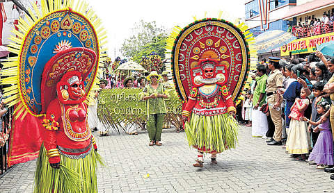 Athachamayam, the cultural fiesta marking the start of the 10-day Onam festivities in the state. Scenes from Tripunithura
on Friday