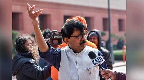 Shiv Sena (Uddhav Balasaheb Thackeray) MP Sanjay Raut speaks to the media.