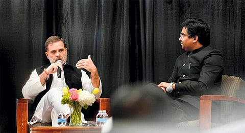 LoP in Lok Sabha and Congress MP Rahul Gandhi during an interaction at the University of Texas, USA, Monday, Sept 9, 2024.