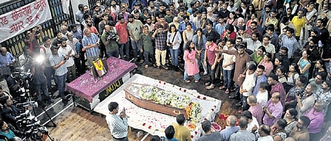 Leaders from various political parties, diplomats, and party volunteers gathered at the CPM headquarters in New Delhi to pay their final respects to Sitaram Yechury.