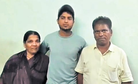 Sufiyan Ali with his parents in Narayanpet | Express