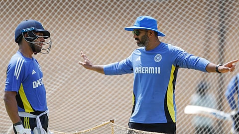 Dhruv Jurel with assistant coach Abhishek Nayar during training in Chennai