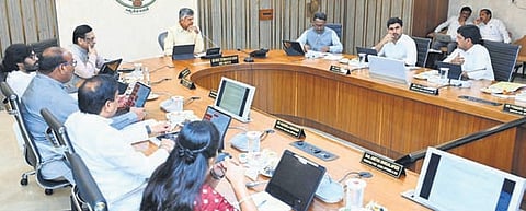 Chief Minister N Chandrababu Naidu chairing the Cabinet meeting at the Secretariat