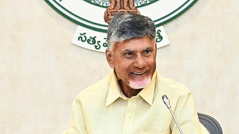CM Nara Chandrababu Naidu during a meeting with his cabinet ministers at the Secretariat in Velagapudi on Wednesday.