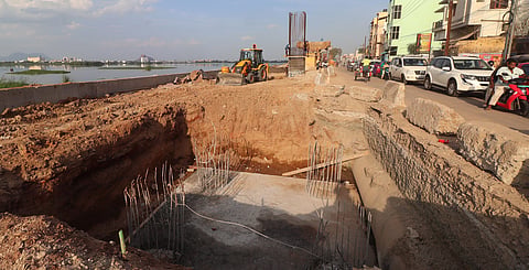 Bridge construction work progress at Apollo junction in Madurai