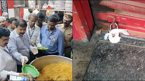 Contaminated food was disposed of, and the outlet was sealed after food samples were collected for testing.