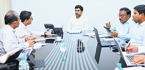 HRD and IT Minister Nara Lokesh held a review meeting on Monday