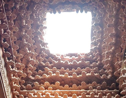 A gaping hole in the roof