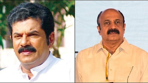 MLA of the ruling CPI(M) and actor M Mukesh (L), Malayalam actor Siddique