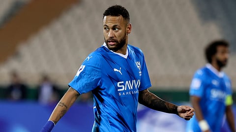 Al Hilal's Neymar looks during the AFC Champions League match between Al Hilal and Iran's Nassaji Mazandaran at the Azadi Stadium in Tehran, Iran
