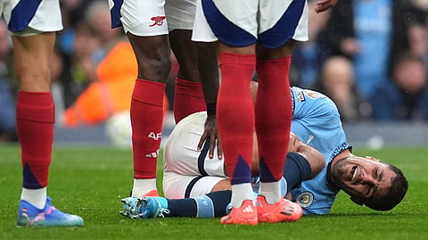Man City's Rodri injured during the EPL match against Arsenal