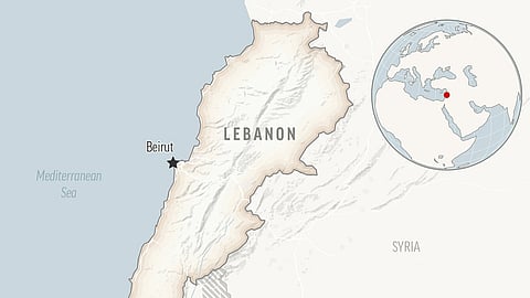 A locator map for Lebanon with its capital, Beirut