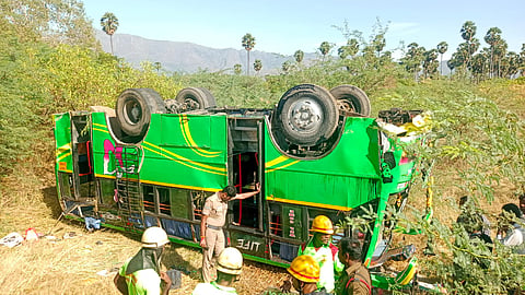 According to sources, as many as 35 persons including students, youths, and employees were travelling in the mini bus that departed from Mamsapuram at around 8.30 am.