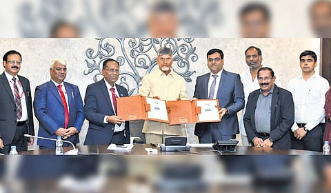 A Joint Venture being signed between APGENCO and NHPC for the implementation of large-scale renewable energy projects in the State