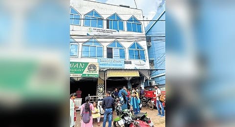 Candidates outside the cyber cafe at Nayapalli in Bhubaneswar on Monday