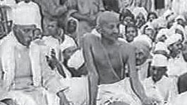 A file photo of Mahatma Gandhi at the Belgaum Congress session in 1924.