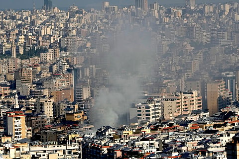 Smoke rises a neighborhood that was hit by an Israeli airstrike in Dahieh, Beirut, Lebanon, Wednesday, Oct. 2, 2024.