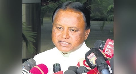 CM Mohan Charan Majhi speaks to mediapersons before leaving for Delhi on Wednesday