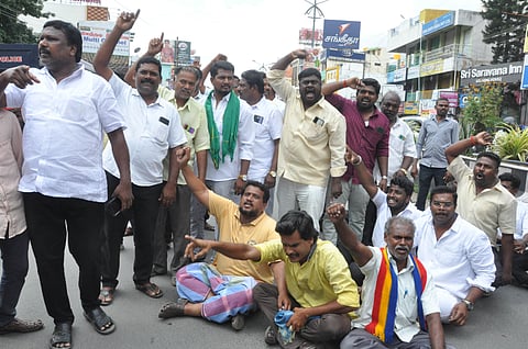 PMK conducted a half day strike across Dharmapuri.