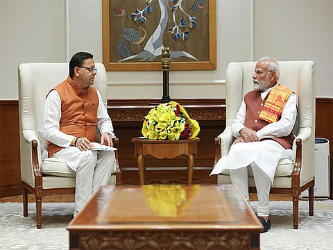 Uttarakhand CM Dhami with PM Modi.