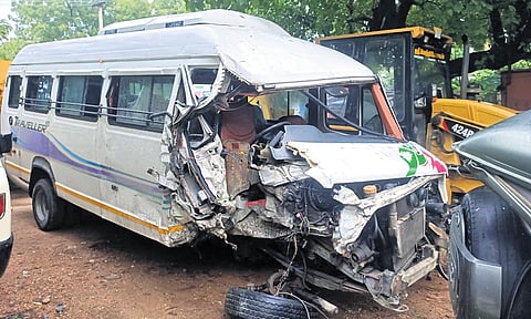 Twelve people in the van were injured in the accident