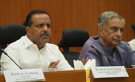 Speaker of Legislative Assembly UT Khader (L) Karnataka Legislative Council Chairman Basavaraj Horatti.