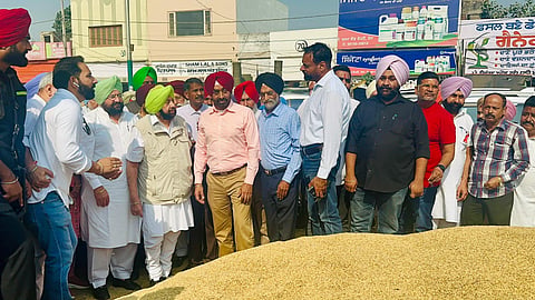 Former Punjab CM Amarinder Singh visits the Khanna Dana Mandi in Punjab