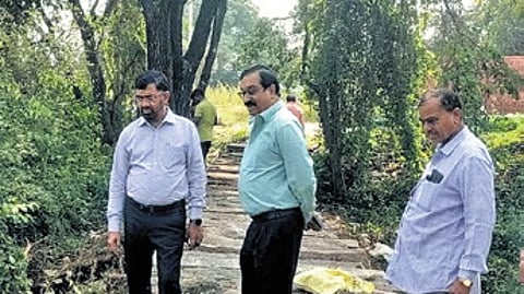 HMWSSB Managing Director K Ashok Reddy checks the Osmansagar Raw Water Conduit on Friday